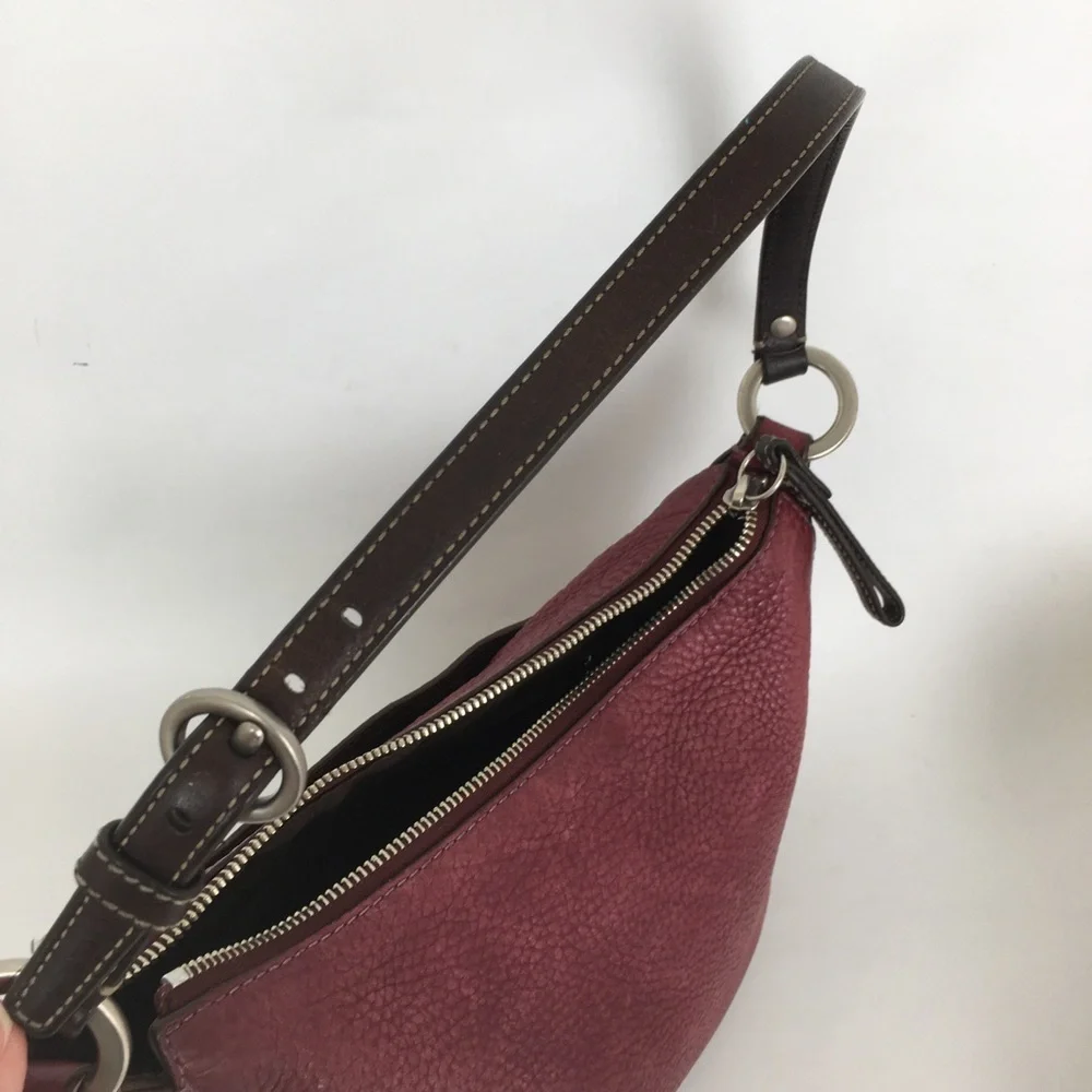 Coach Burgundy Chelsea Pebble Leather Hobo Shoulder Bag Purse